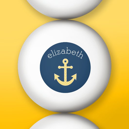 Nautisch anker met Navy Yellow Chevron Pattern Pingpongballen