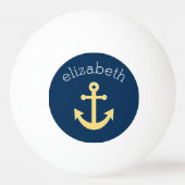 Nautisch anker met Navy Yellow Chevron Pattern Pingpongballen (Achterkant)