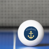 Nautisch anker met Navy Yellow Chevron Pattern Pingpongballen (Net)