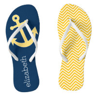 Nautisch anker met Navy Yellow Chevron Pattern