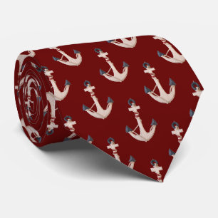 Nautisch anker met Rope op Red Stropdas