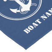 Nautisch anker met uw bootnaam op Navy Blue Medium Tafelloper (Hoek)