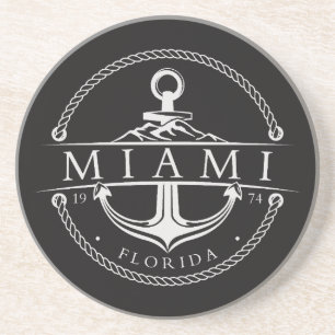 Nautisch Anker Miami Florida 1974 Zandsteen Onderzetter