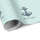 Nautisch, Anker, Mint Green Stripes Cadeaupapier (Rol Hoek)
