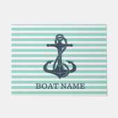 Nautisch, Anker, Mint Green Stripes Deurmat (Voorkant)