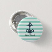 Nautisch, Anker, Mint Green Stripes Ronde Button 3,2 Cm (Voorkant /achterkant)