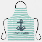 Nautisch, Anker, Mint Green Stripes Schort (Voorkant)