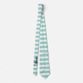 Nautisch, Anker, Mint Green Stripes Stropdas (Achterkant)