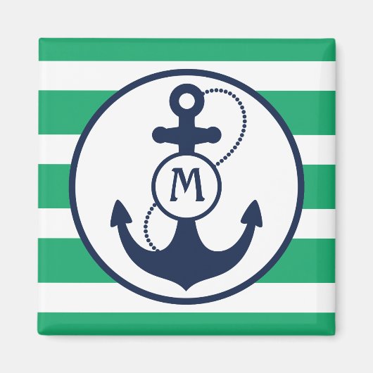 Nautisch anker-Mongram Magneet (Voorkant)
