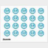 nautisch anker monogram aqua ronde sticker (Vel)