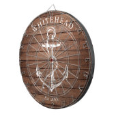 Nautisch anker-monogram bruin hout dartbord (Voorkant Rechts)