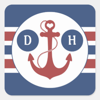 Nautisch anker monogram vierkante sticker