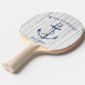 Nautisch anker monogram wit hout tafeltennisbatje (Voorkant Gekanteld)