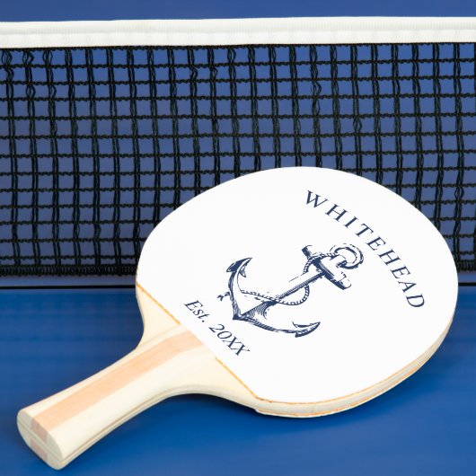 Nautisch Anker Monogram Wit Tafeltennisbatje (Insitu)