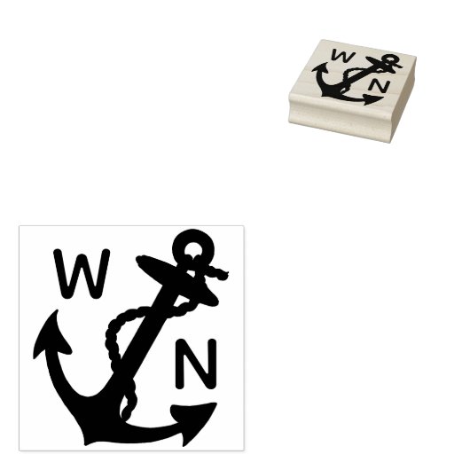 Nautisch Anker Monogrammed Initialen Custom Rubberstempel (Gestempeld)