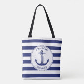 Nautisch Anker Navy Blue Eerste Mate gepersonalise Draagtas (Achterkant)