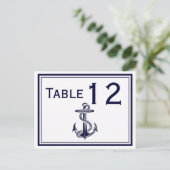 Nautisch Anker Navy Blue Ingelijste 2H Tafelnummer (Staand voorkant)