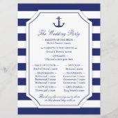 Nautisch Anker Navy Blue Stripe huwelijksprogramma Programma (Achterkant)
