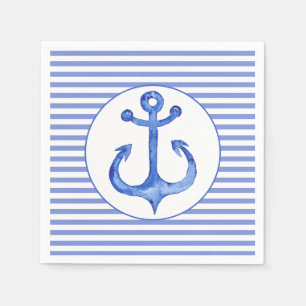 Nautisch anker - Navy Blue Striped Paper Napkins Servet