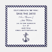 Nautisch Anker Navy Diag Stripe 2 Save the Date Magneet (Voorkant)
