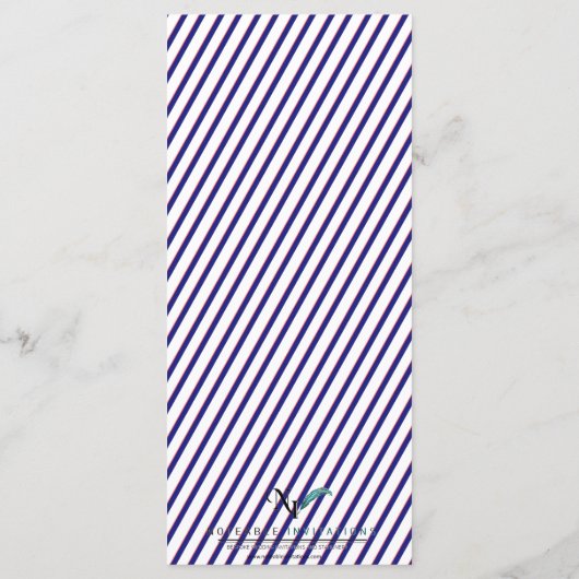 Nautisch anker op Blue Stripe Wedding Menu (Achterkant)