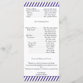Nautisch anker op Blue Stripe Wedding Program Programma (Achterkant)