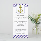 Nautisch anker op Blue Stripe Wedding Program Programma (Staand voorkant)