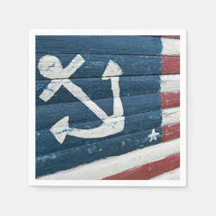 nautisch anker op houten vlag servet