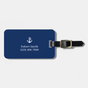 Nautisch anker op Navy Blue Bagagelabel