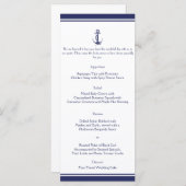 Nautisch anker op Navy bruiloft Menu (Voorkant / Achterkant)