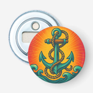 Nautisch anker Pop Art Button Flesopener