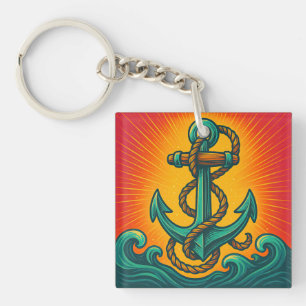 Nautisch anker Pop Art Sleutelhanger