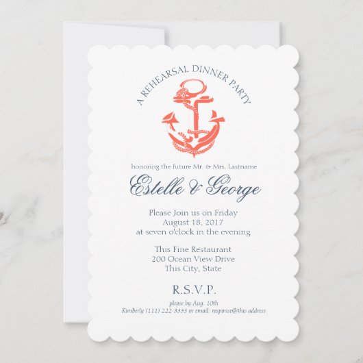 Nautisch anker repetitie diner kaart (Voorkant)