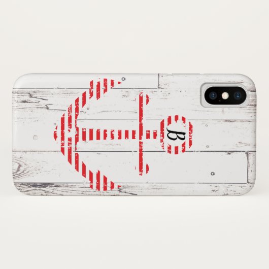 Nautisch Anker Rode Strepen Wit Hout Case-Mate iPhone Case (Achterkant (horizontaal))