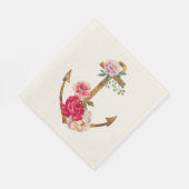 Nautisch Anker Roze & Rode Pioenbloem Servetten (Hoek)