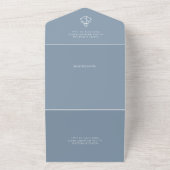 Nautisch Anker Stoffig Blauw Monogram Bruiloft All In One Uitnodiging (Buitenkant)