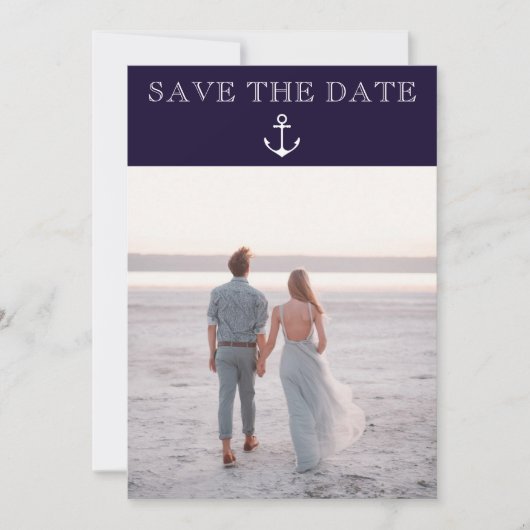 Nautisch anker strand bruiloft foto Sla de datum o Save The Date (Voorkant)
