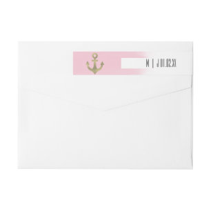 Nautisch Anker Strand Nep Folie Waterverf Roze