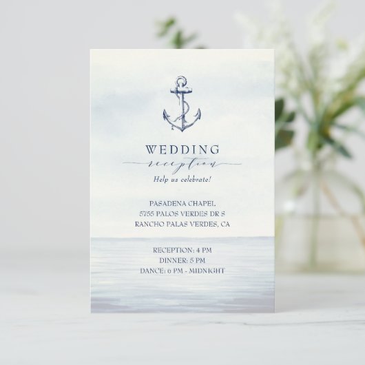 Nautisch Anker Waterverf Oceaanontvangst Informatiekaartje (Staand voorkant)