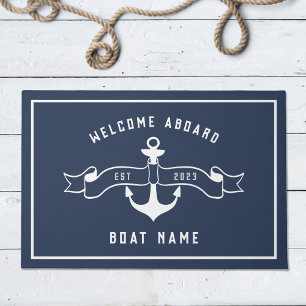 Nautisch Anker Welkom aan boord Navy Blauw en Wit Deurmat