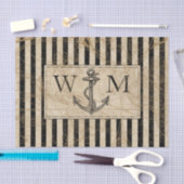 Nautisch Anker  Wereldkaart Monogram Tissuepapier (Craft)