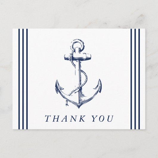 Nautisch Anker Wit Dank Je Briefkaart (Voorkant)