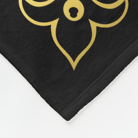 Nautisch anker/zeepaardzwart/goud/blauw fleece deken (Hoek)