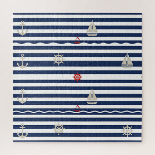 Nautisch anker zeilboot streeppatroon legpuzzel