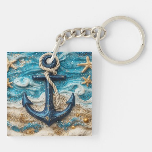 Nautisch ankerstrand sleutelhanger (Achterkant)