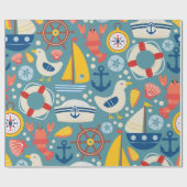 nautisch avonturenpatroon cadeaupapier (Vlak)