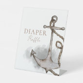 Nautisch Avontuur Wit Baby shower Luier Raffle Reclamebord Met Voetstuk (Voorkant)
