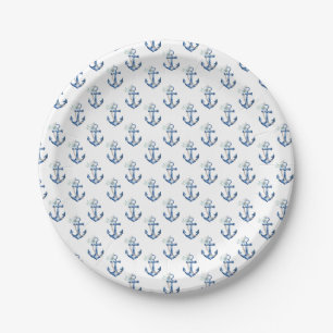 Nautisch Baby shower Borden   Blauwe bloemanker B Papieren Bordje