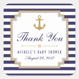 Nautisch Baby shower Dank u wel voor de tovenaars Vierkante Sticker