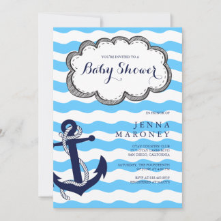 Nautisch Baby shower met ankeruitnodiging Kaart